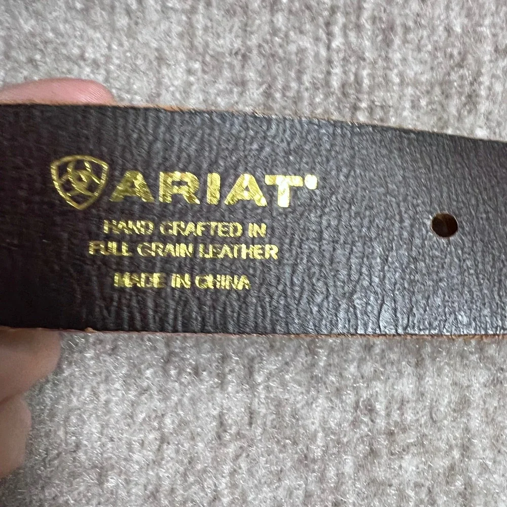 Ariat Belt Mens 46 Full Grain Leather Brown Western Work Cowboy Rugged No Buckle